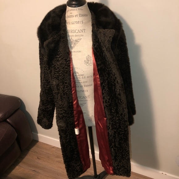 1960s Sheared Faux Fur Pea Coat Single Breasted 3 Button w Collar M/L Vintage - Picture 2 of 10